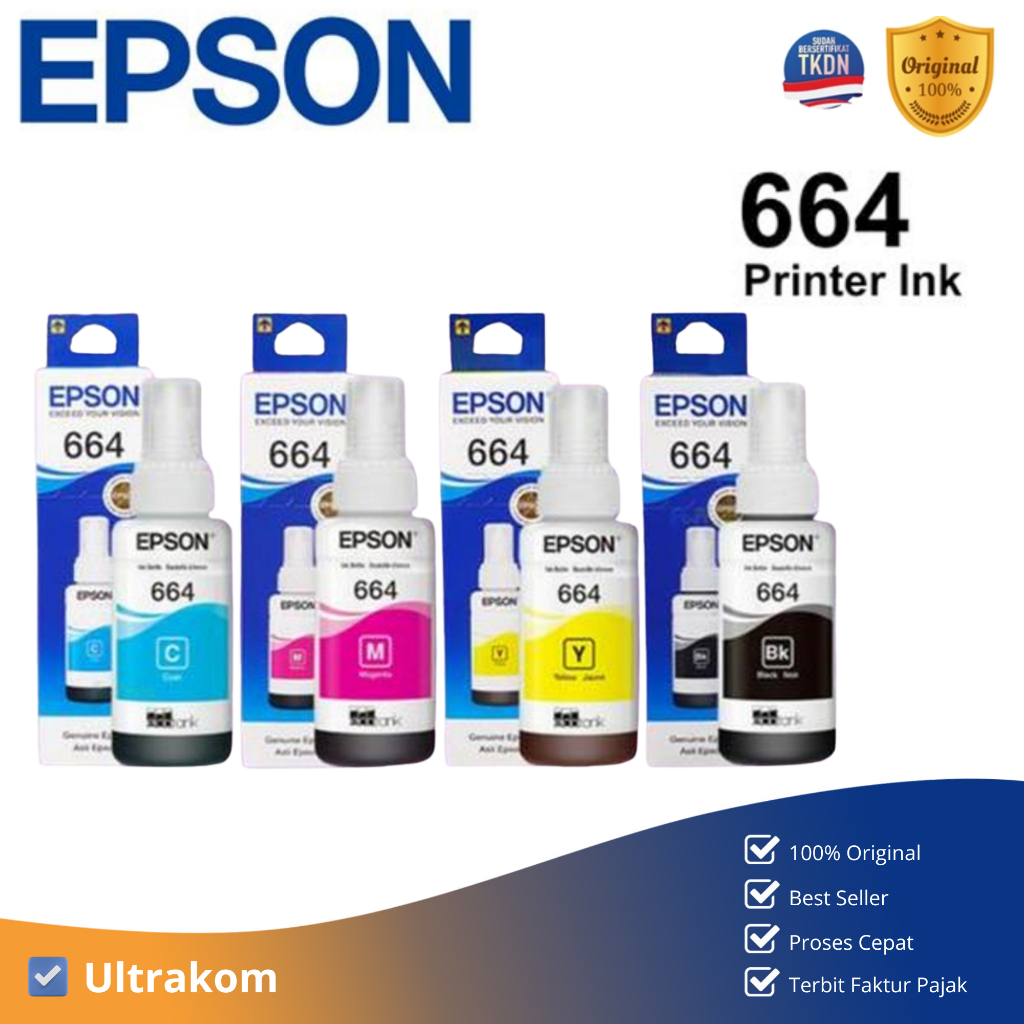 EPSON Ink 664 Tinta Epson 664 CMYK Epson L100 L110 L220 L120 L350 L360 Tinta Original