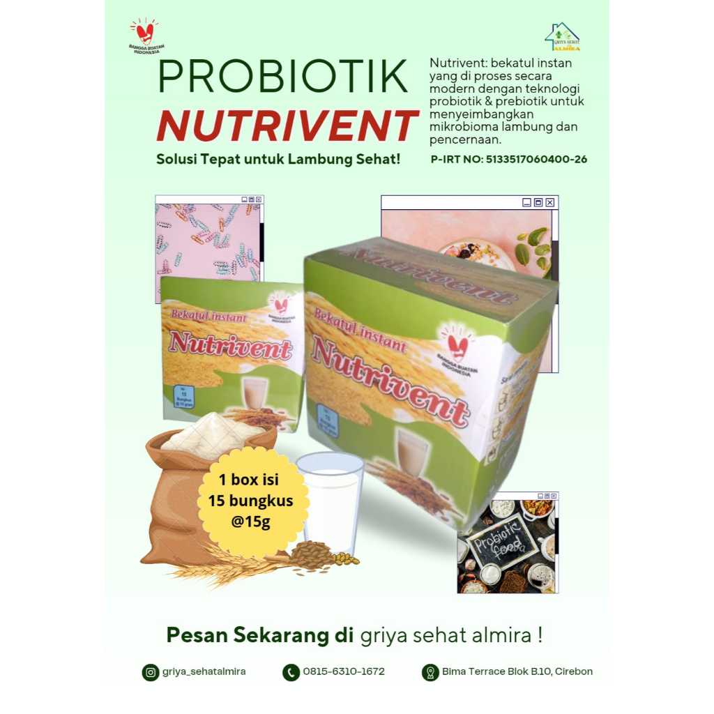 Herbal Probiotik Nutrivent - Serbuk Bekatul Instan - Solusi Kesehatan Lambung