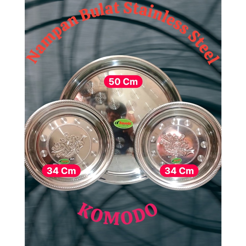 Nampan Talam Bulat Stainless Steel 34 / 50 / Cm / Komodo / Stainless
