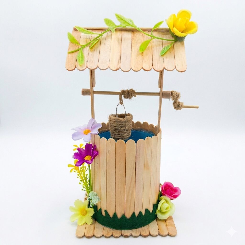 kerajinan dari stik es krim / miniatur sumur dari stick es krim / prakarya sumur dari  stik es krim 