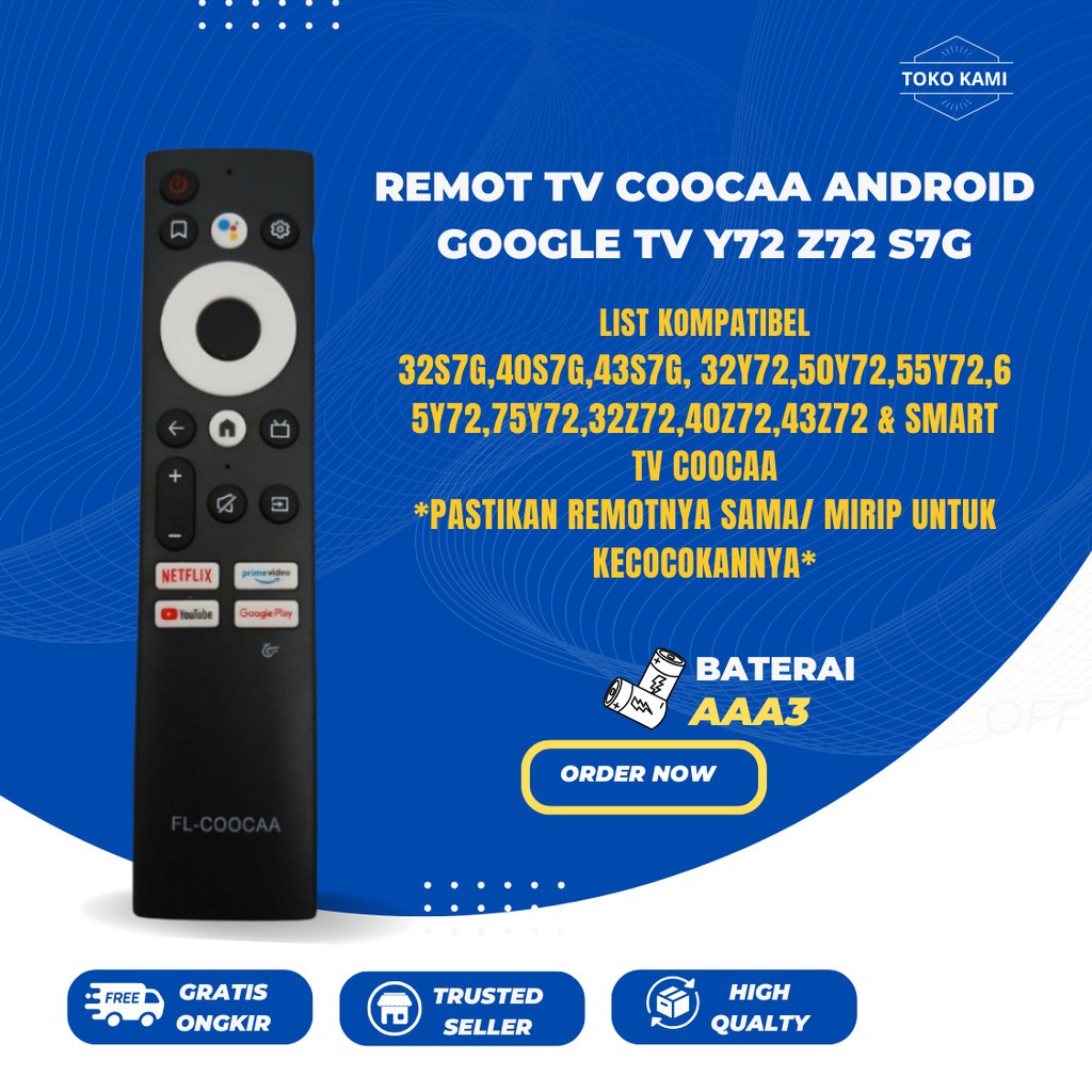 REMOTE REMOT TV COOCAA 43Z72 ANDROID SMART LED LCD 43Z72 S7G Z72 Y72 LED ANDROID COOCAA IR NON VOICE
