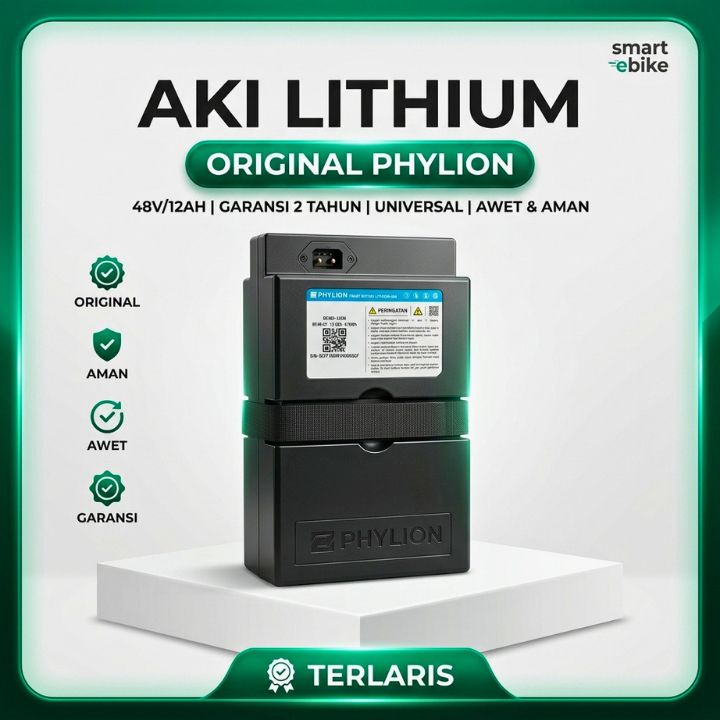 Aki Lithium ORIGINAL PHYLION 48V-12AH & 48V-20AH - Garansi 2 Tahun