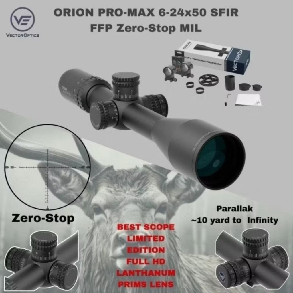 Ready stock Vector Orion Promax MIL HD 6-24x50 SFIR FFP -Zero Stop