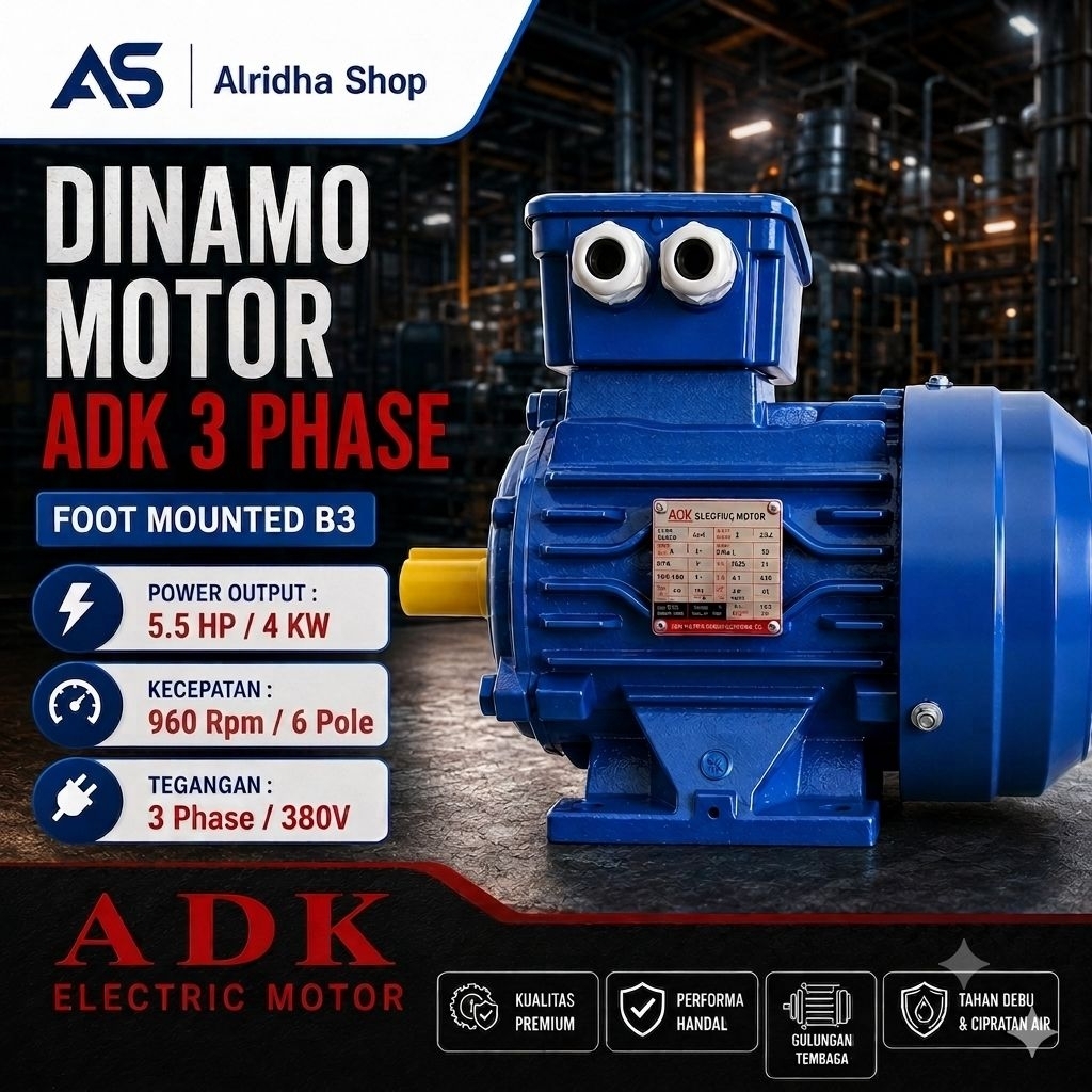 Dinamo ADK 5.5 HP 3 Phase 960 Rpm ( 1000 Rpm ) 6 Pole 5,5 HP Dinamo Elektro Motor