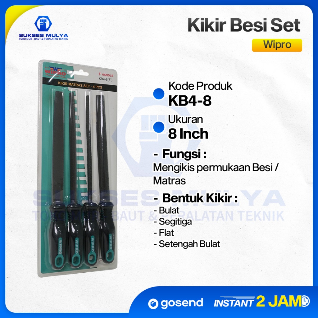 WIPRO KB4-8(8") Kikir Matras 8" Wipro 4pcs / Kikir Halus Kikir Besi Set