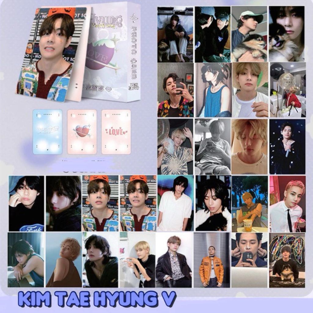 Photocard Kim Taehyung V BTS 1 Pack 50 Pcs Hologram Rainbow Lomocard Photo Card Kpop Idol Koleksi Ph