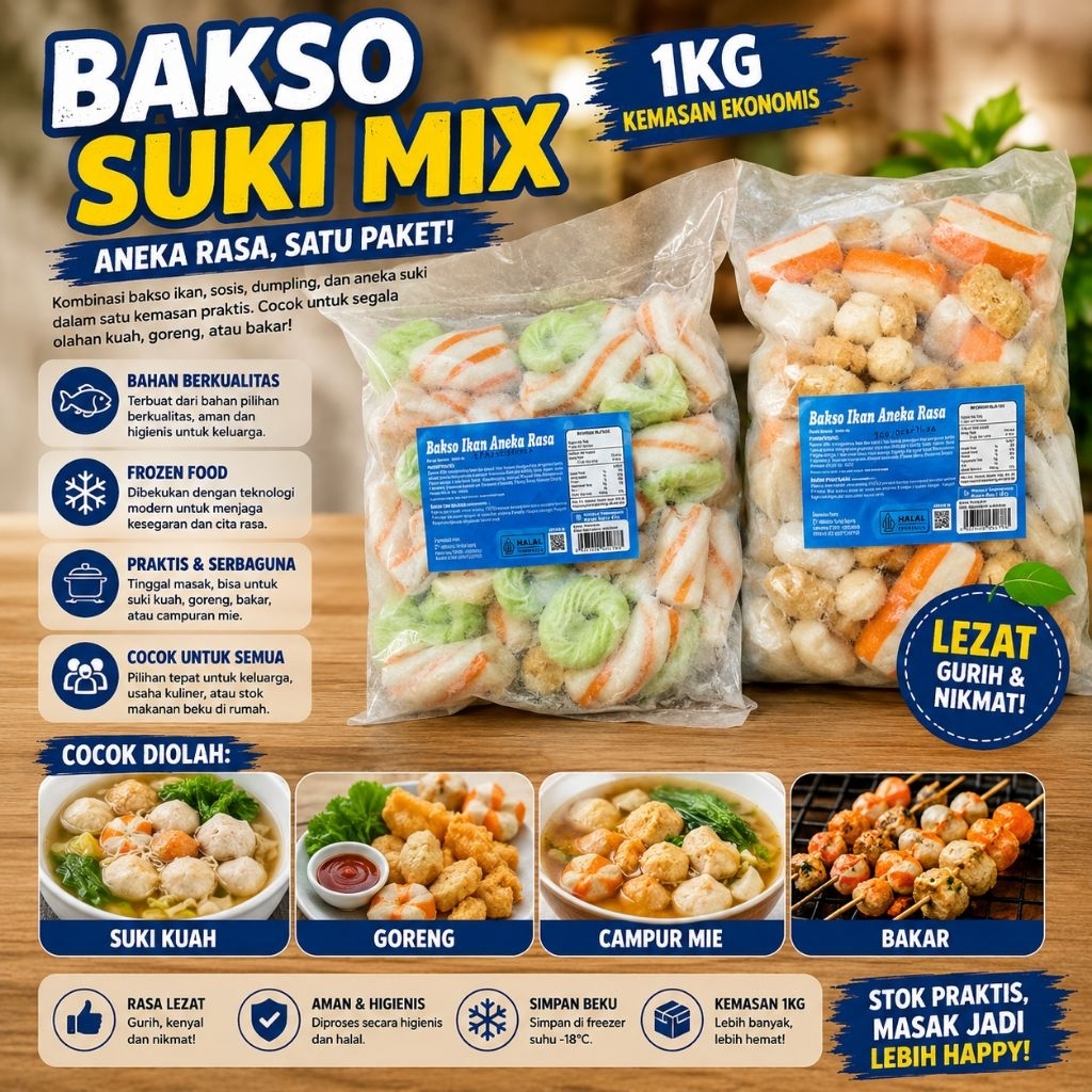 BAKSO SUKI MIX 1KG BY INDOMINA