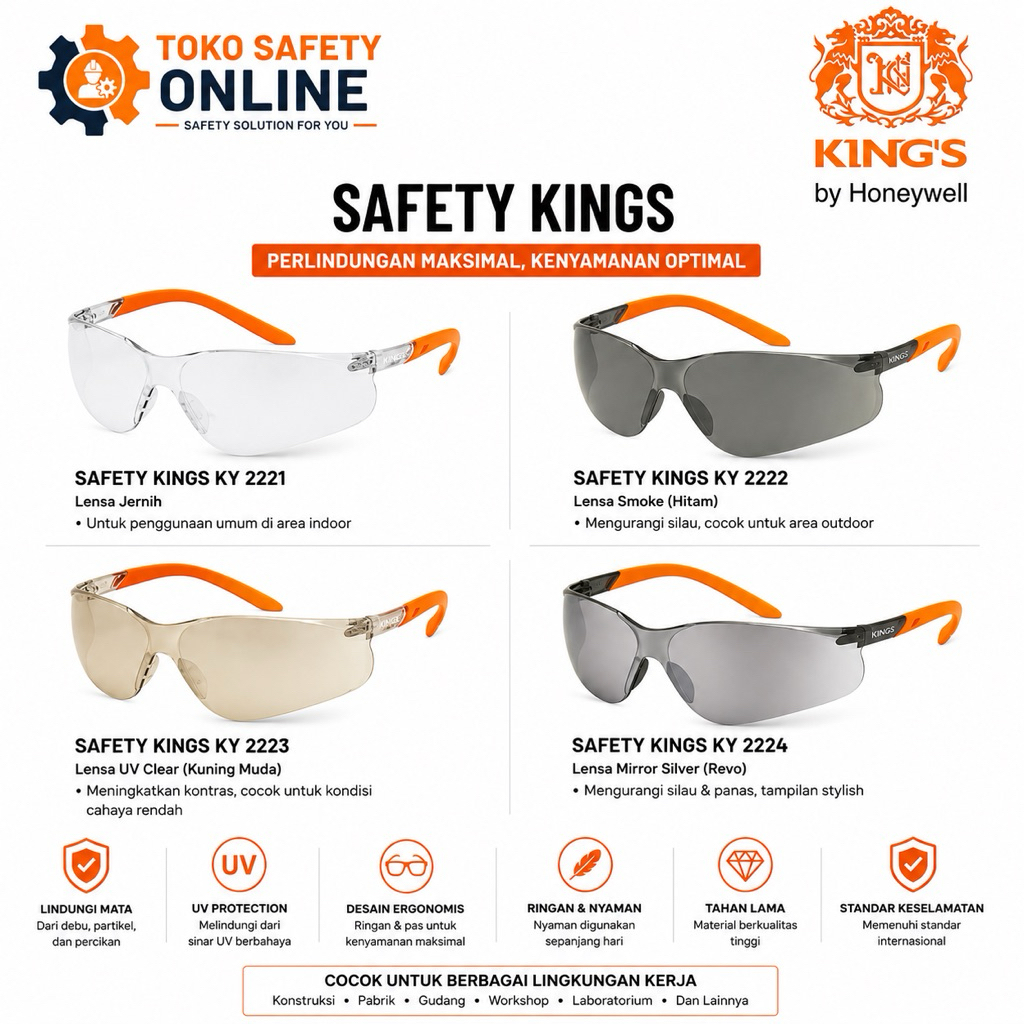 Kacamata Safety Kings KY 8814 - Kacamata Safety Kings by Honeywell Original