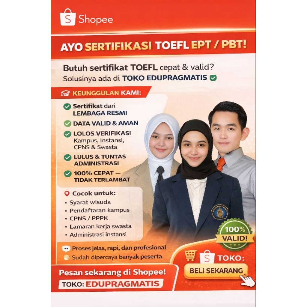 Toefl EPT/ PBT Valid Sertif