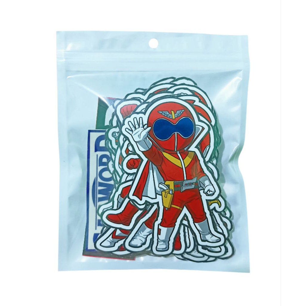 Sticker Set Chibi All Red Super Sentai Akarenger - Gozyu Wolf