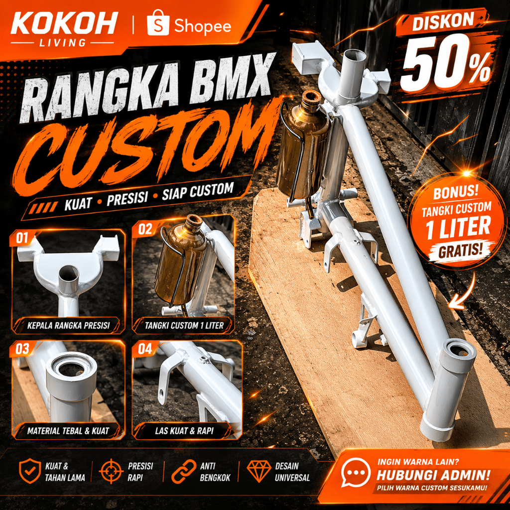 Rangka Motor BMX Cup Universal Bonus Tangki 1 Liter | Siap Custom Warna