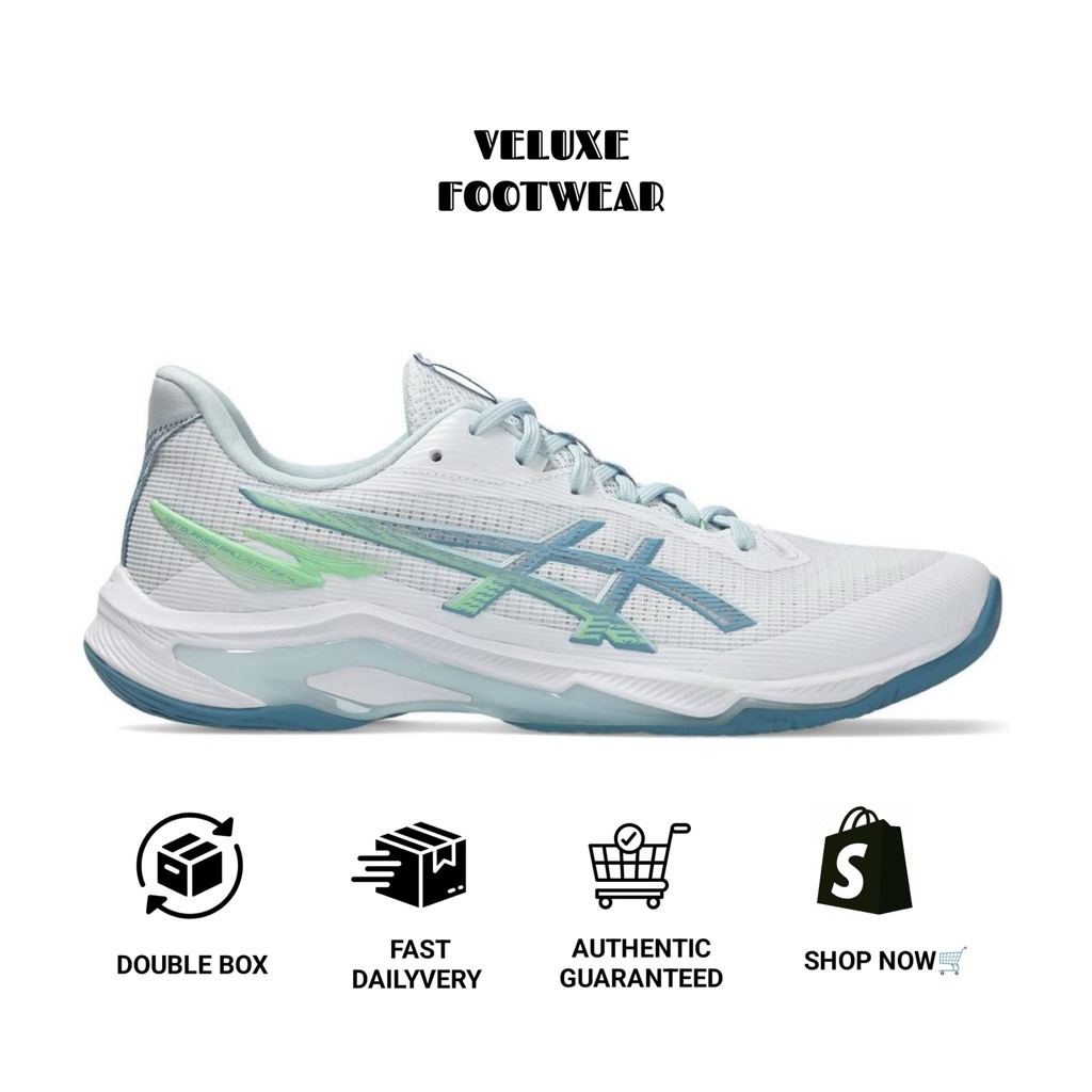 Sepatu Vollyball Asics Netburner Balistic FF 4 White Saba Blue