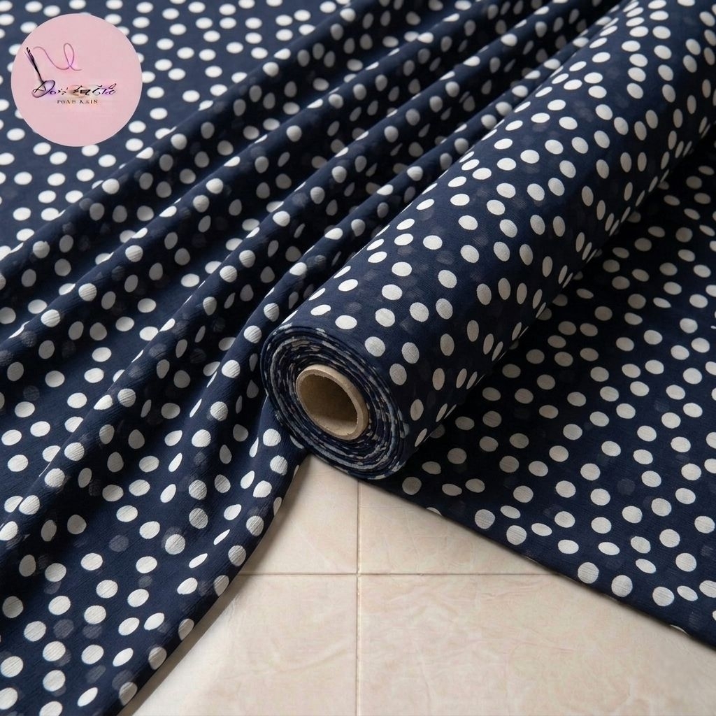 kain crepe crinkle motif polkadot premium - kain crepe yoryu - kain Zara crepe - kain nasiji crepe d