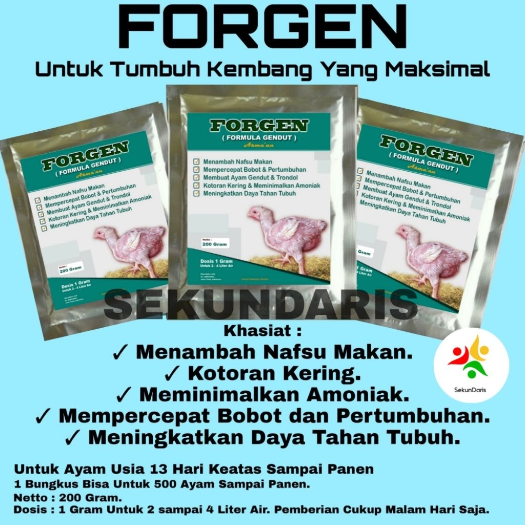 Vitamin Ayam Broiler - Forgen - Mempercepat Pertumbuhan