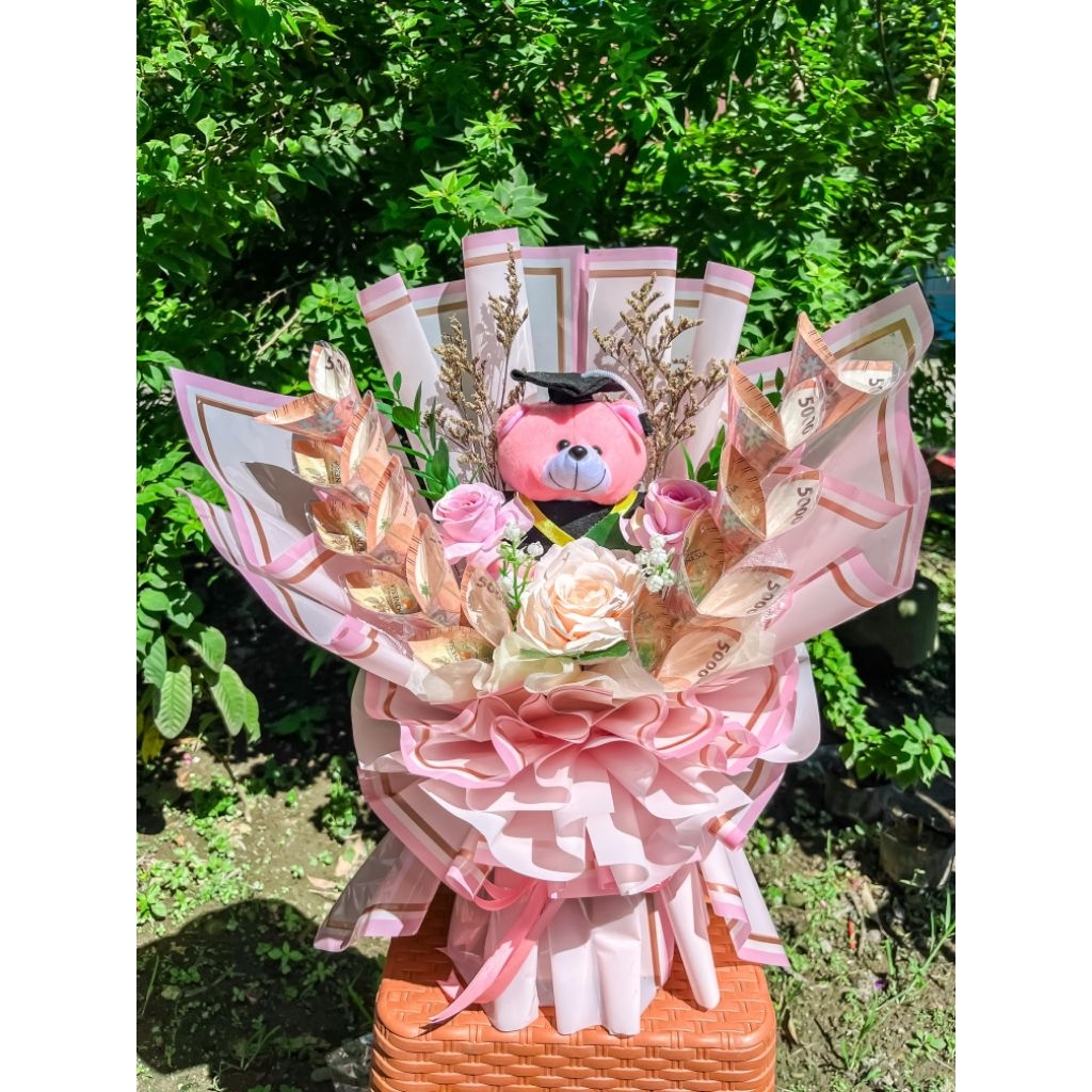 Buket Boneka wisuda + uang 50k/buket uang/buket wisuda
