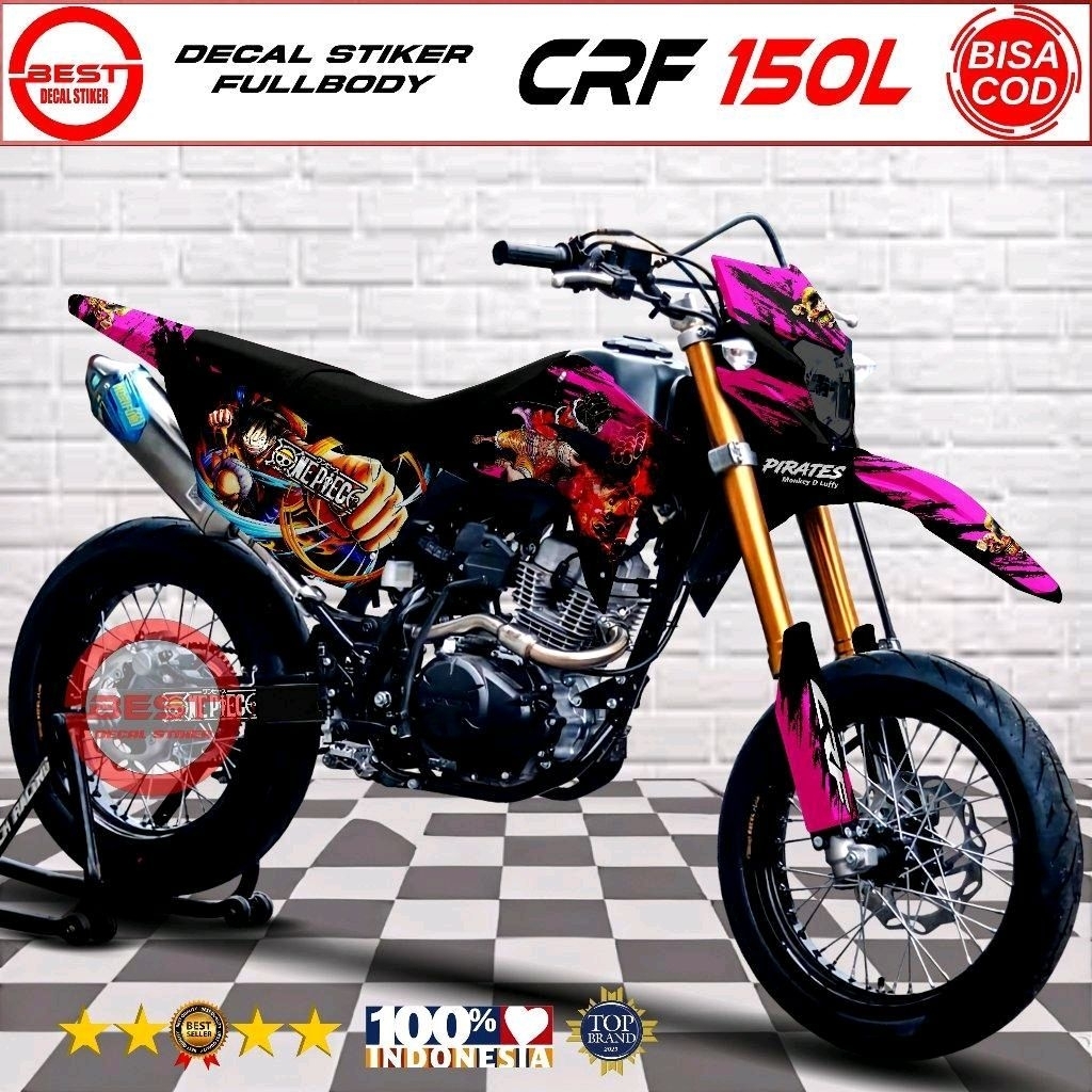Stiker CRF 150L Decal Set Motif Anime Onepiece Monkey D'Luffy