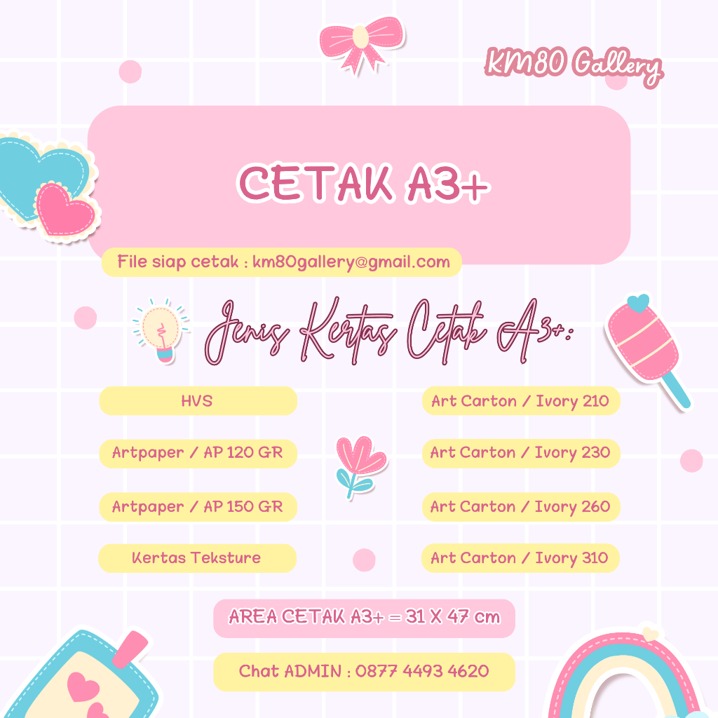 KM80Gallery Cetak A3+ Poster HVS/ ArtPaper/ Art Paper / Art Carton/ Ivory
