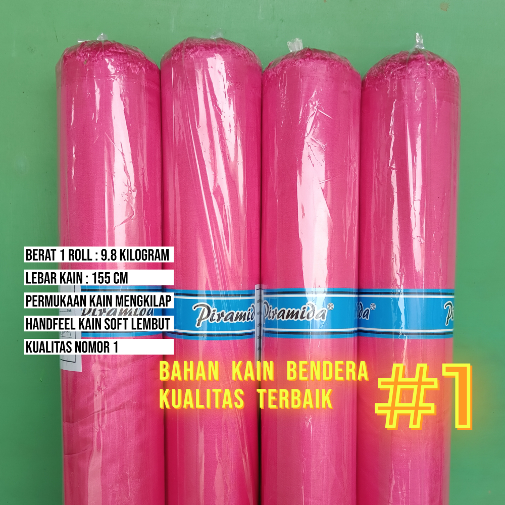 Kain Satin Peles PIRAMIDA (Pink Fanta)1 Roll 50 100 Yard Setara Kahatex Furing Fashion Serbaguna Tas
