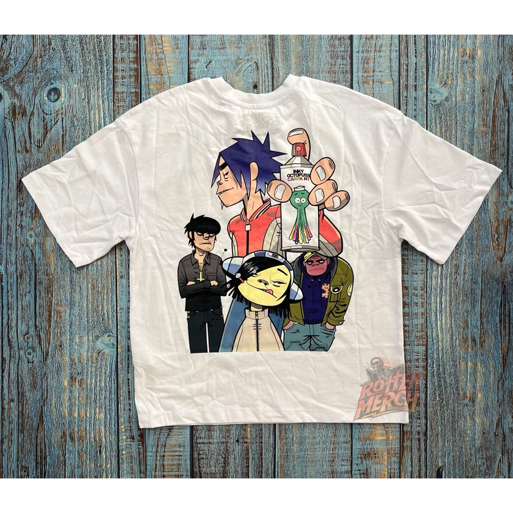 Kaos T-Shirt Band Anak Remaja Gorillaz - Spray White Official Merchandise