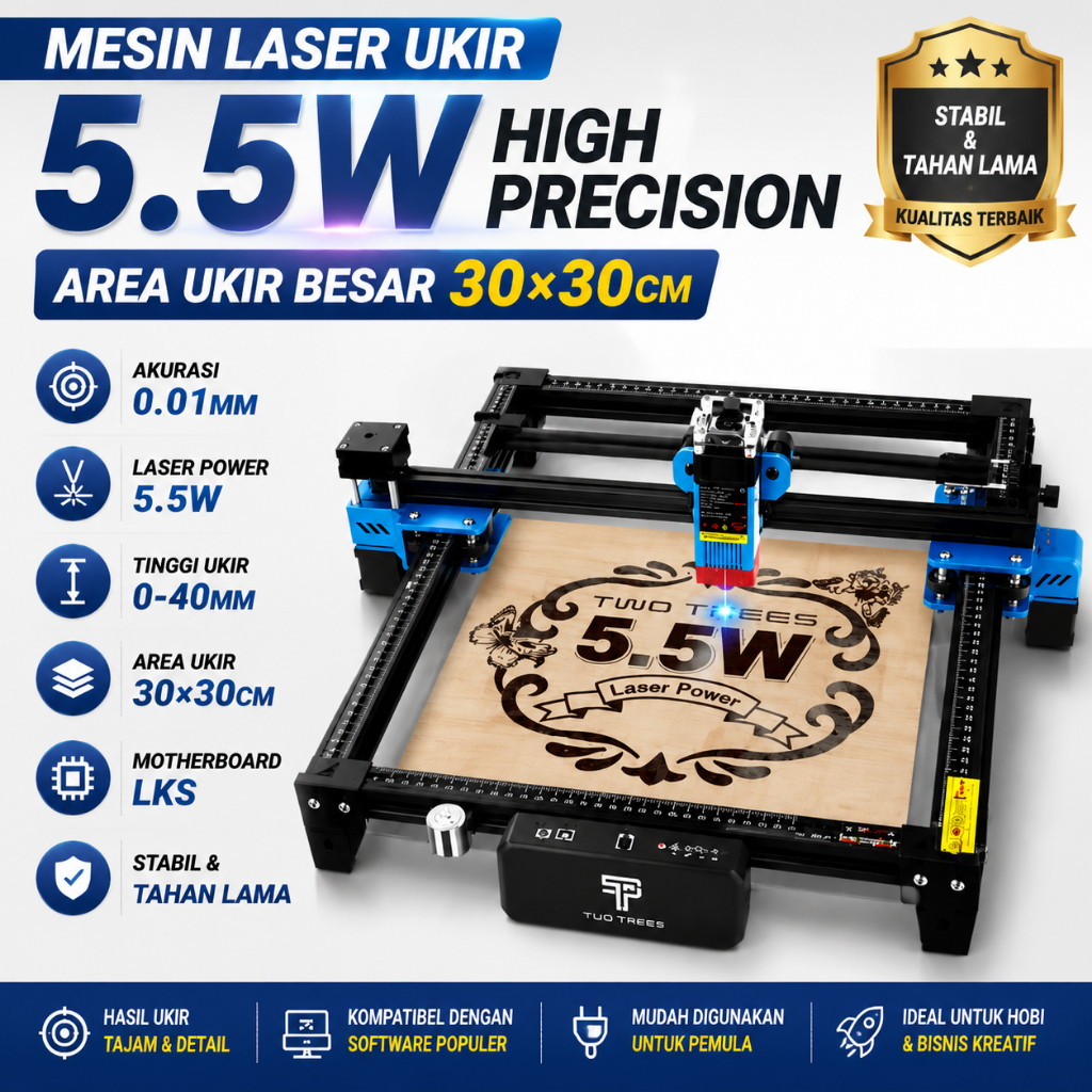 Twotrees TTS-55 Pro Mesin Laser Cutting Akrilik 5.5W Laser Engraver Grafir Kayu Kulit Logam DIY Mesi