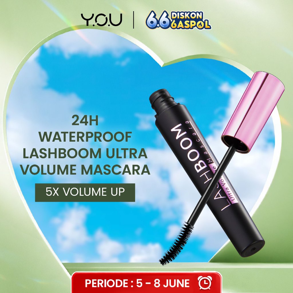 YOU Lashboom Ultra Volume Mascara Maskara Waterproof Tahan 24 Jam Lash Lift Kosmetik Mata