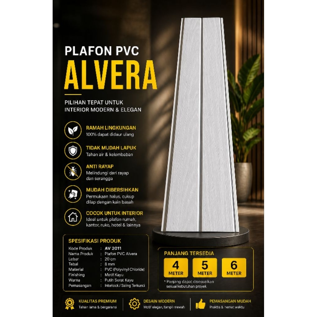Plafon PVC ALVERA Kayu Natt Silver Glossy 2011