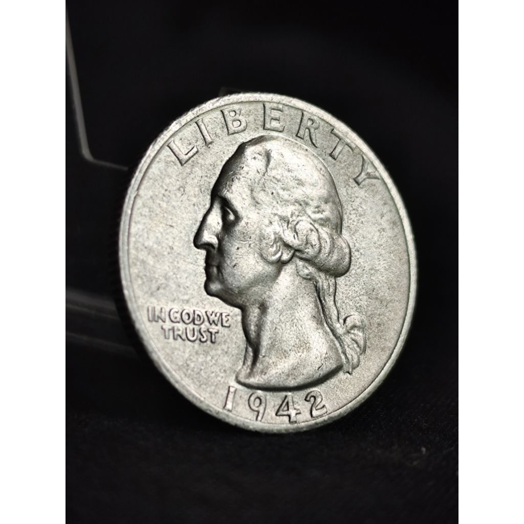 koin perak kuno asli quarter dollar 1942 S
