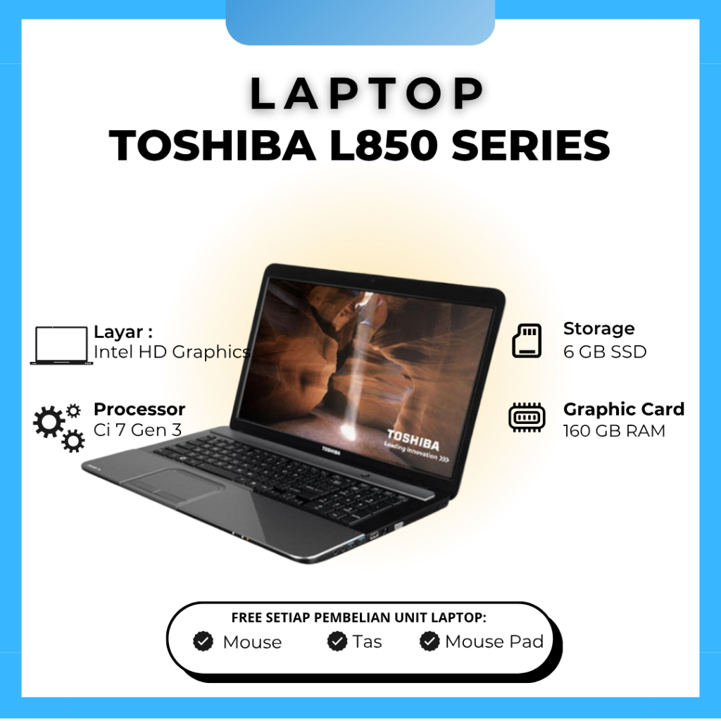 LAPTOP Toshiba L850 SERIES CORE i7 gen 3 RAM 4GB SSD 160GB