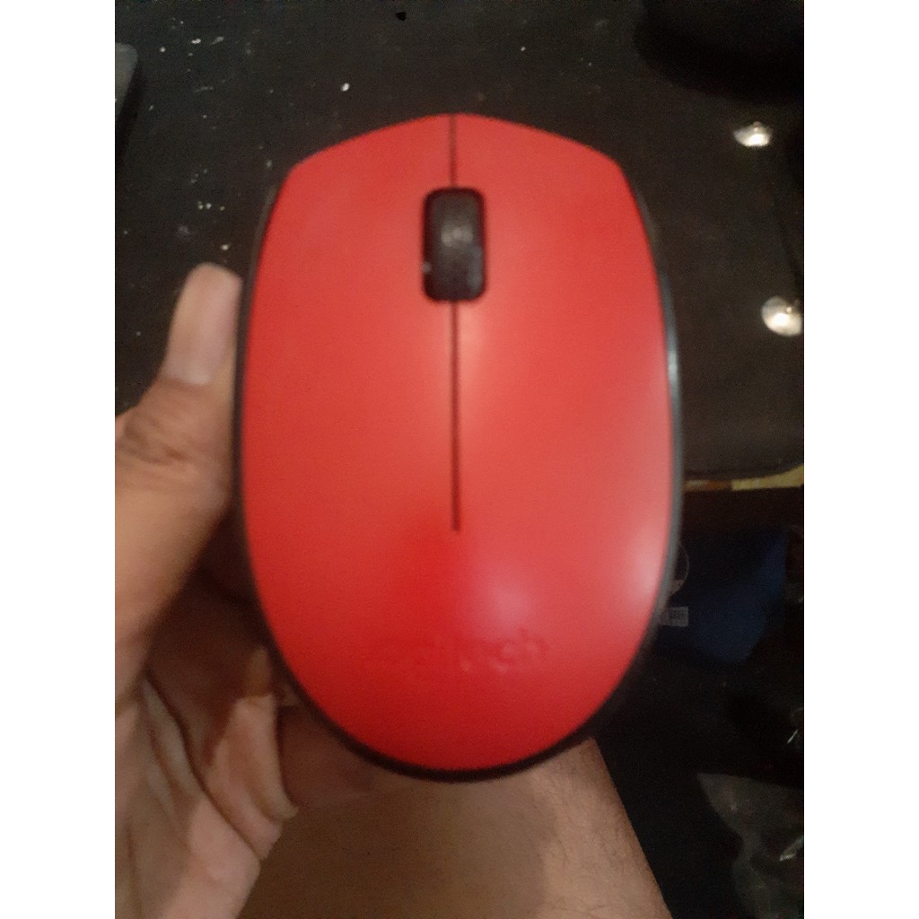 Mouse Wireless Logitech M171 merah dengan dongle (bekas)