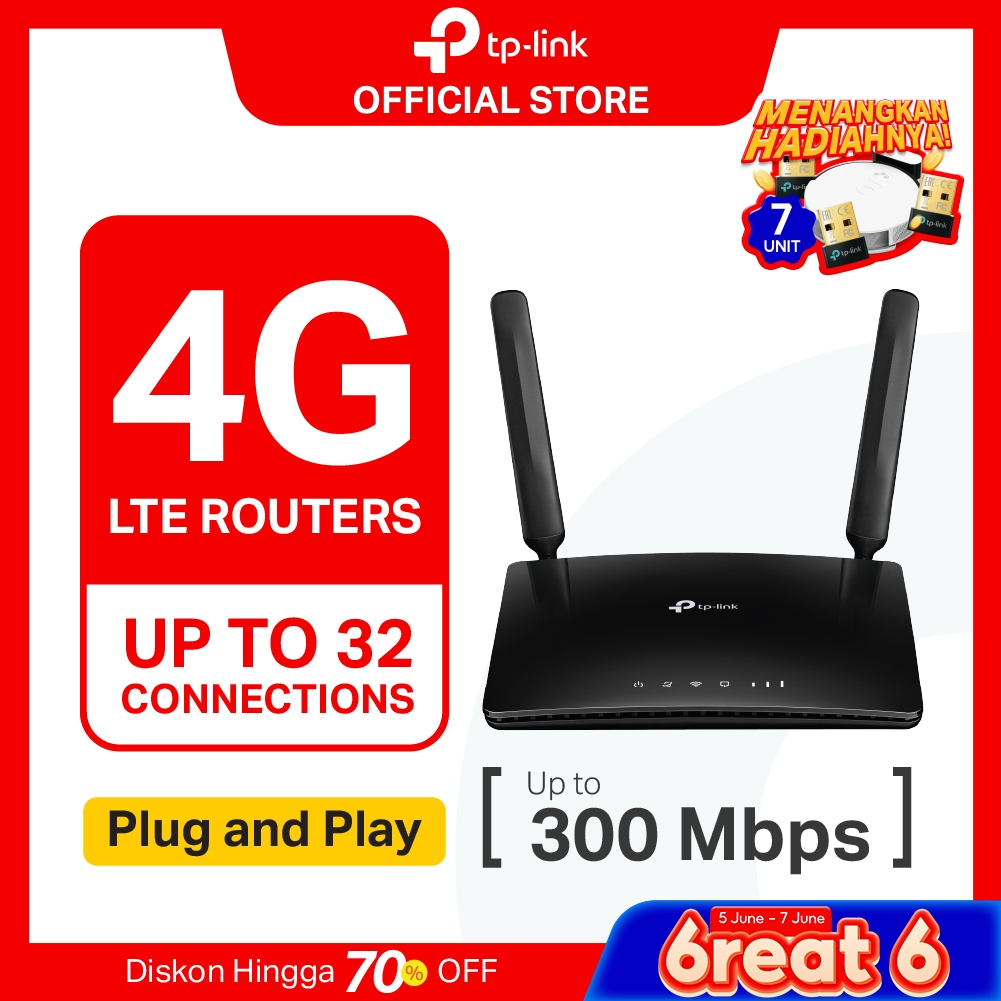 TP-Link TL-MR6400 | 4G LTE Router | 300 Mbps Wireless N Modem | Sim Card | All Operator | 4 Port LAN