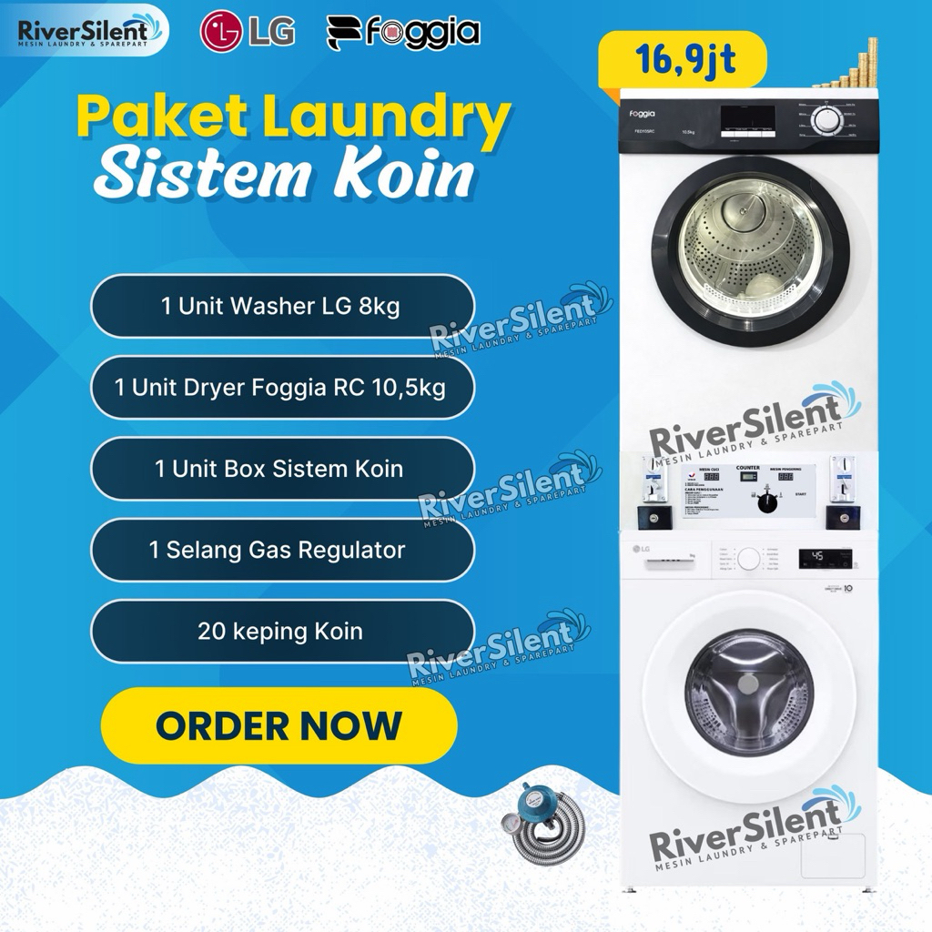 paket mesin laundry self service coin LG Foggia | usaha laundry