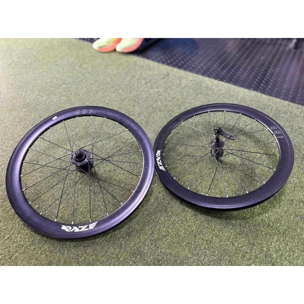 Raze - Wheel Set 20-451 - Tinggi 40mm - 4 bearing loncer - Depan belakang - Rim Brake