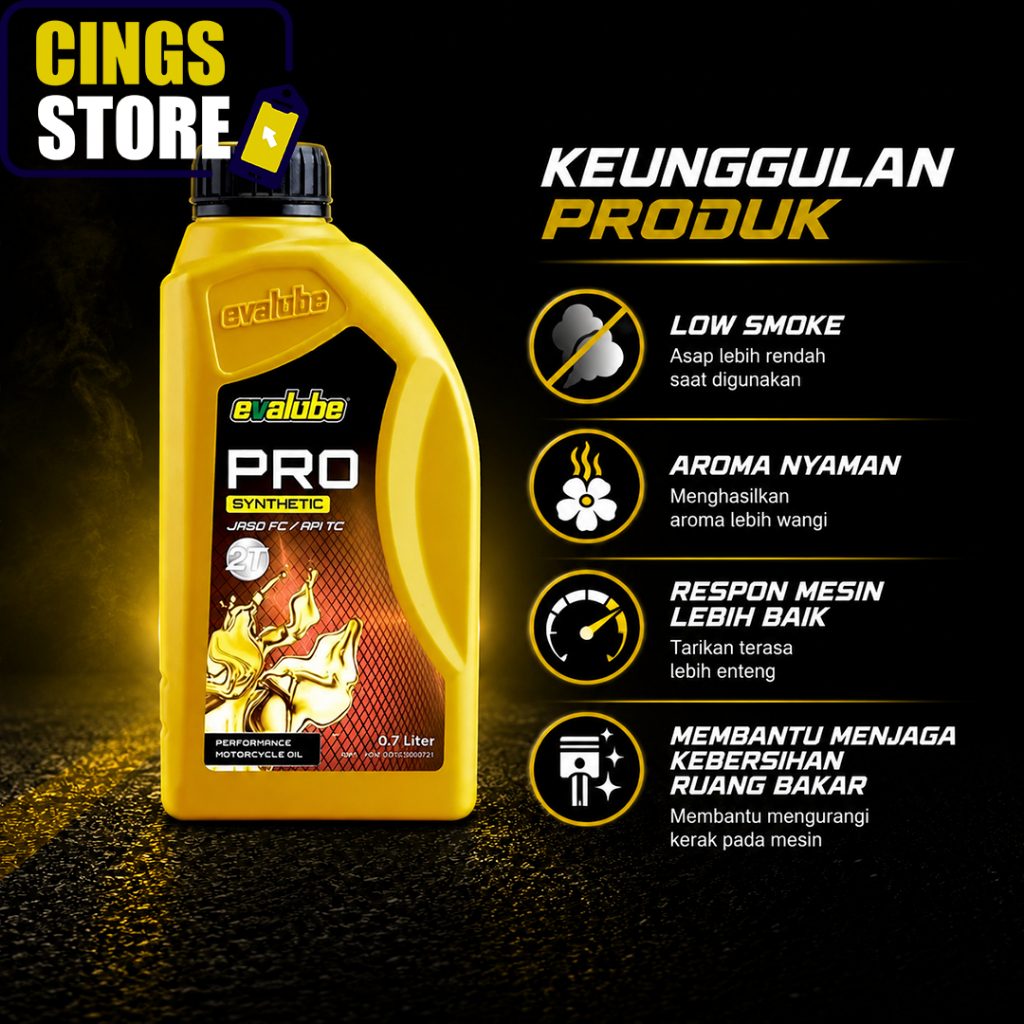 Oli Evalube Pro Synthetic 2T 700ml Original | Oli Samping Vespa PX Excel Sprint Semi Racing