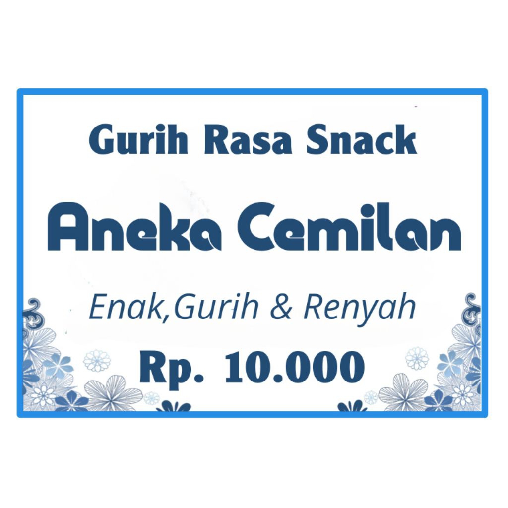 Label Snack / Kerupuk / Camilan (harga 100 lembar HVS / ½ rim HVS / 1 rim HVS)