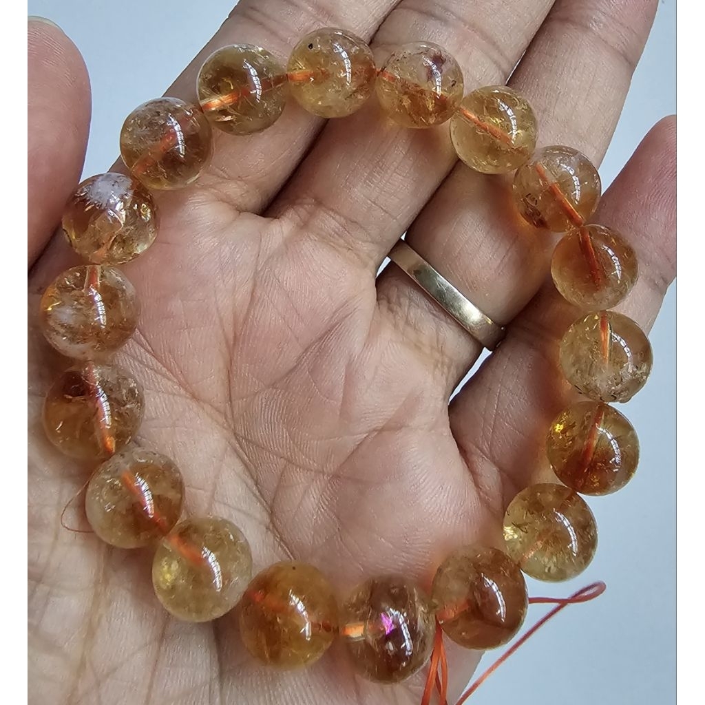 Gelang Batu Alam Citrine Quartz Asli - Gelang Kristal Aura Rezeki & Keberuntungan Premium