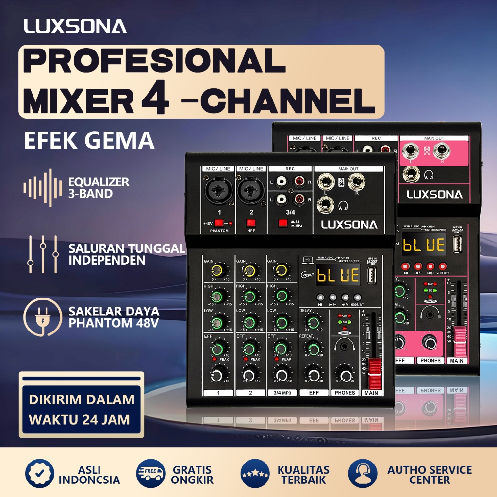 Audio Mixer 4 Saluran/Mixer dengan reverb bawaan/mixer audio murah/misker Mini Premium