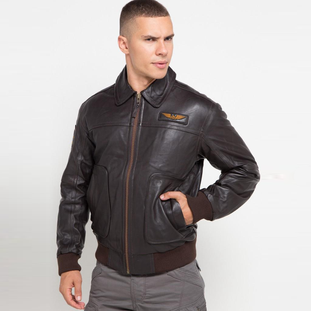 MGee Jaket Kulit Pria Asli Domba Kasual Leather Jacket JACK C501 Brown