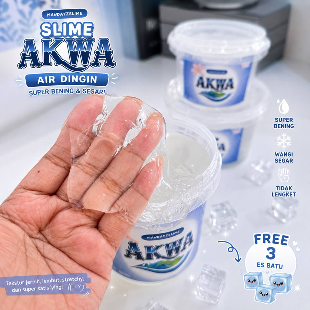 Slime Akwa Air Dingin By Fionz Slime | Slim Air |  Clear Jelly Slime Super Bening | Es Batu Palsu | 
