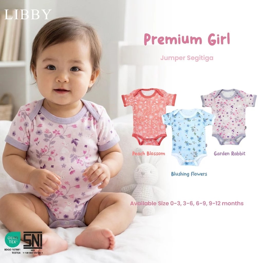 Jumper Bayi Libby Baby (MOTIF RANDOM) | Baju Bayi Libby Baby |Jumper Segitiga Pendek Libby Baby | Ju