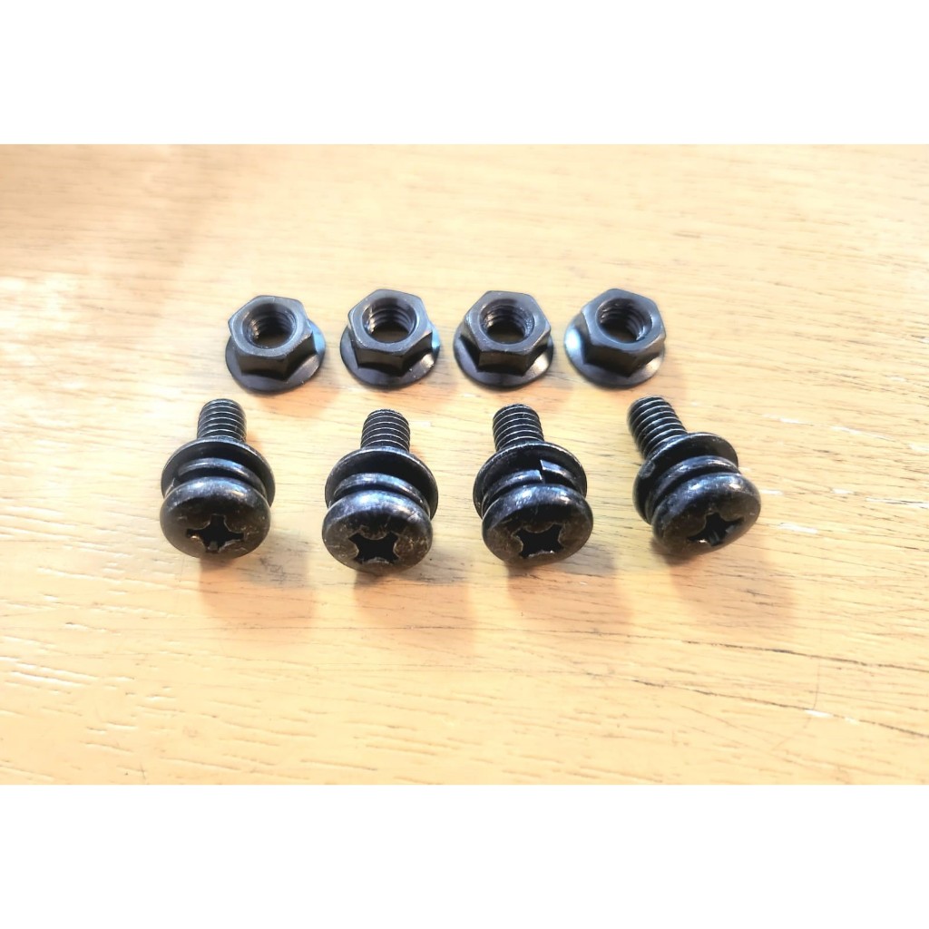 Baut 10 Double Ring M6x15 Hitam + Mur Flange /Baut JP Dobel Ring M6x15 Hitam