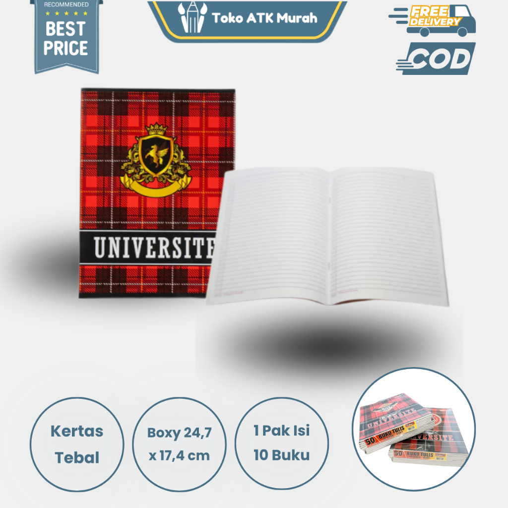 Buku Tulis Boxy 50 Lembar iBook - Buku Tulis Sekolah Ukuran BigBoss (1 Pak isi 10 Lembar)