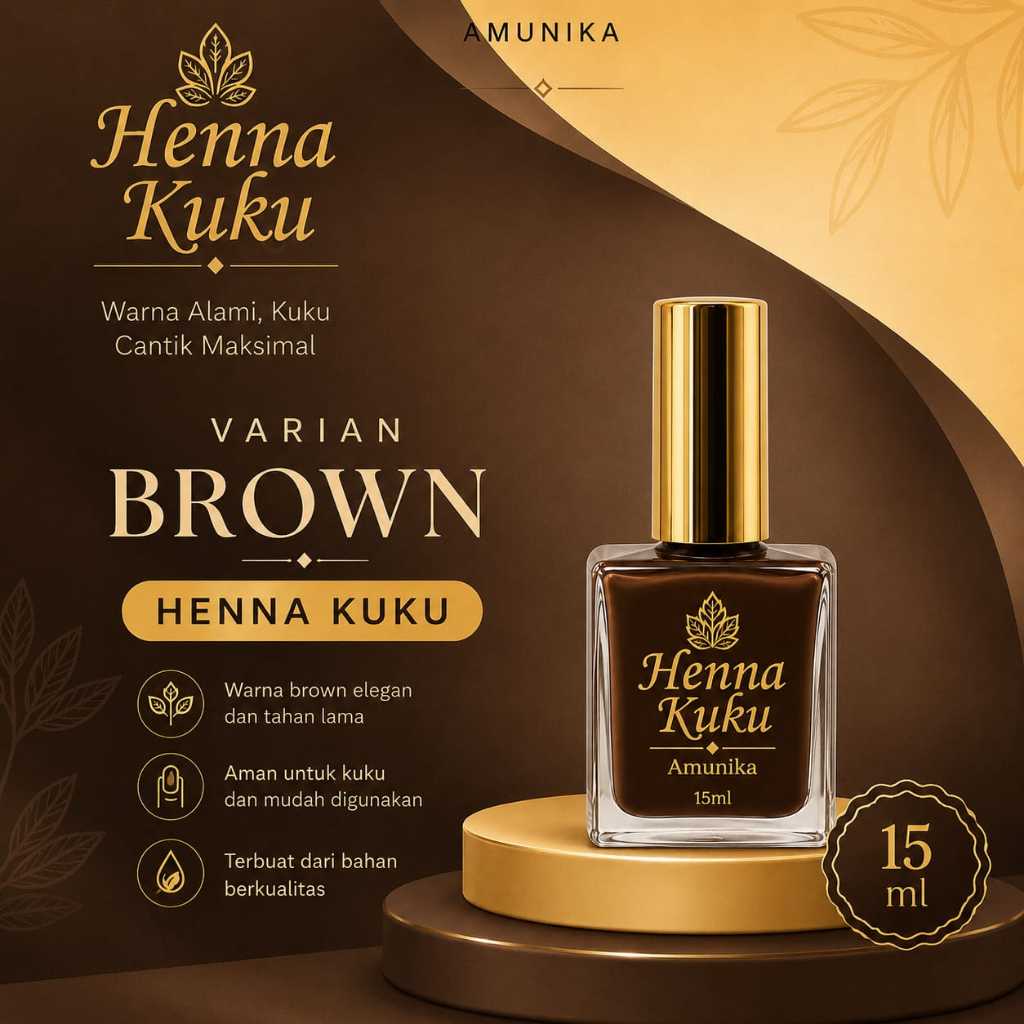 Terbaru INAI KUKU - PACAR KUKU - HENNA KUKU for muslimah, Brown halal bisa untuk shalat 15ml tahan 3