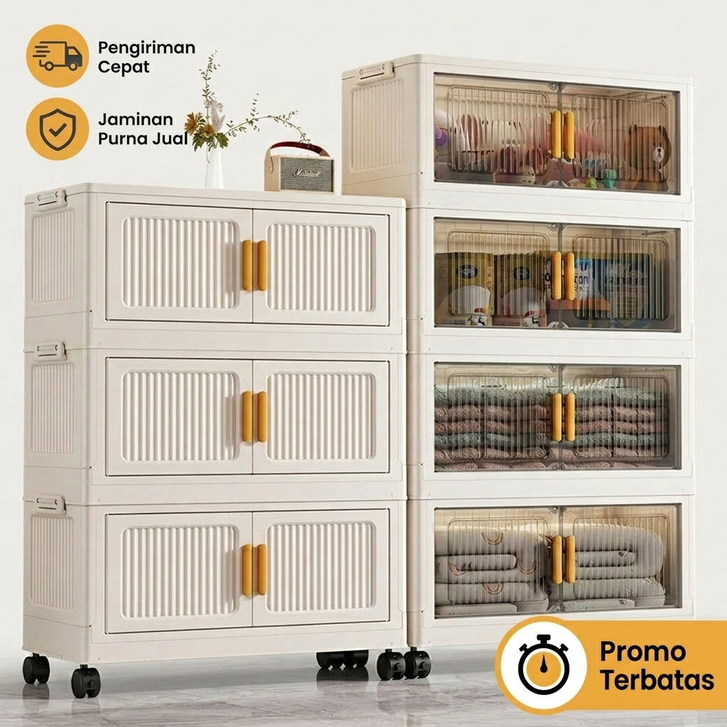 50CM-80CM Wardrobe Storage 2-5 Lipat Susun Lemari Plastik Serbaguna untuk Pakaian Anak&Bayi