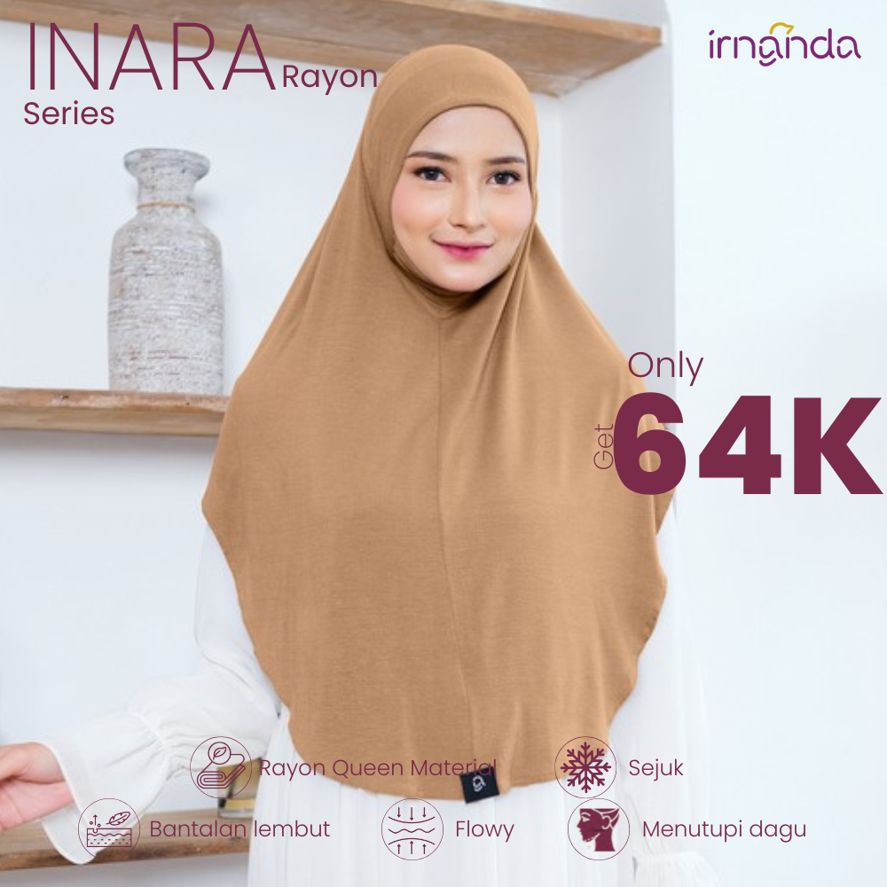 Irnanda Hijab - Bergo Instan Rayon Premium | INARA Series | Walnut