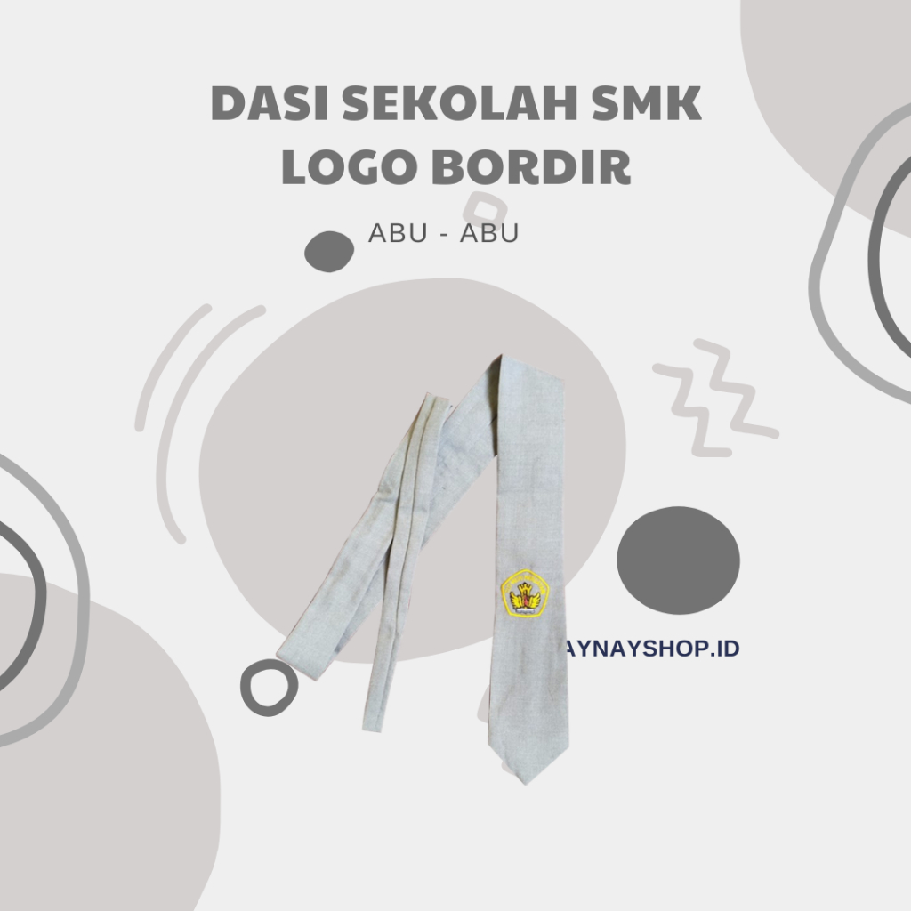Dasi Tetrek SMK Logo Bordir, Dasi SMA/SMK Abu-Abu