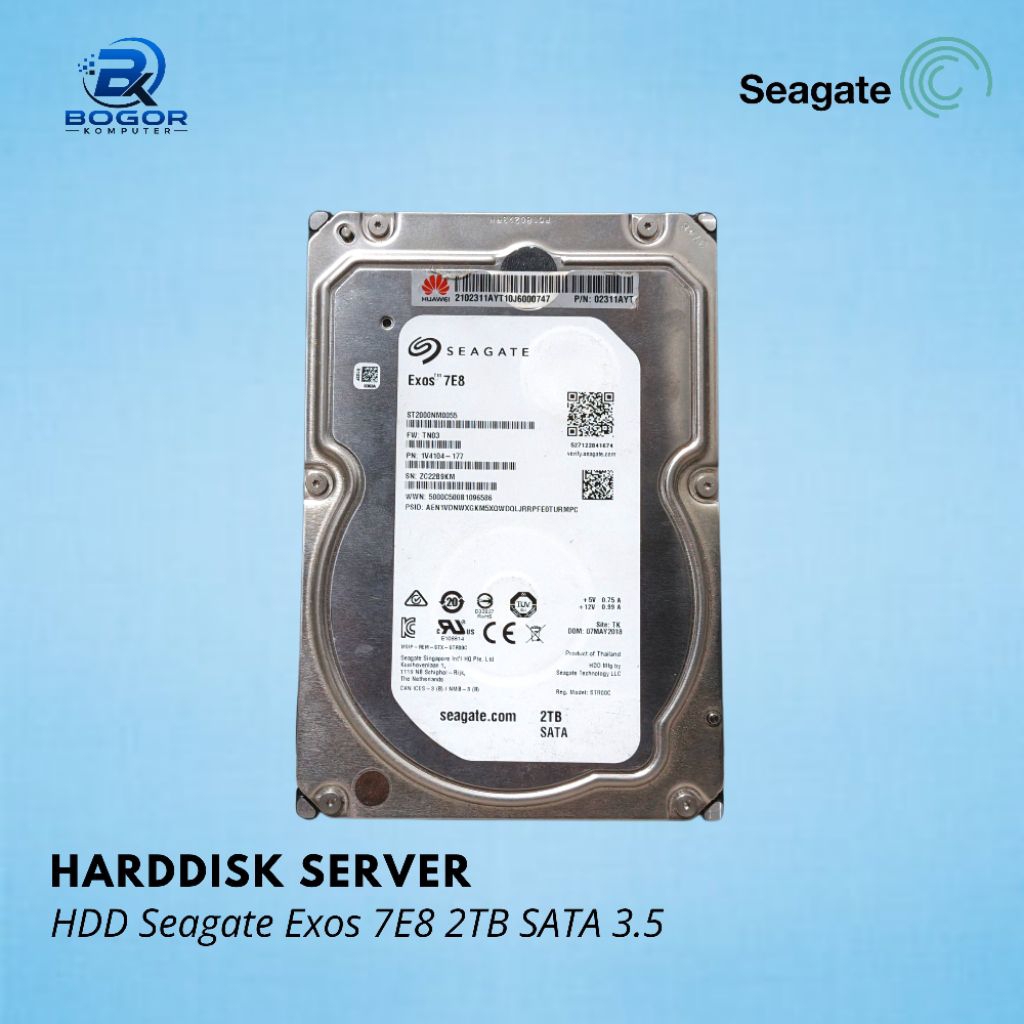 Harddisk Server Seagate Exos 7E8 2TB SATA 3.5 Inch Enterprise HDD ST2000NM0055 Original