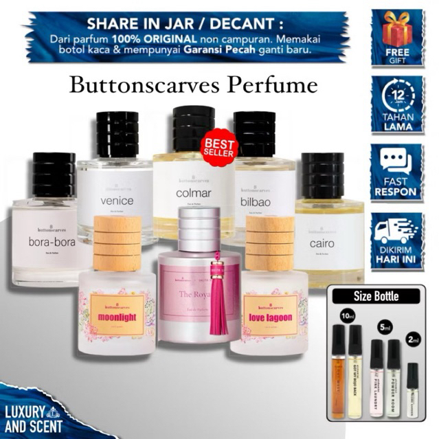 Buttonscarves Parfum Decant ukuran 2ml, 3ml, 5ml, 10ml (Alexandria, Colmar, bora bora)