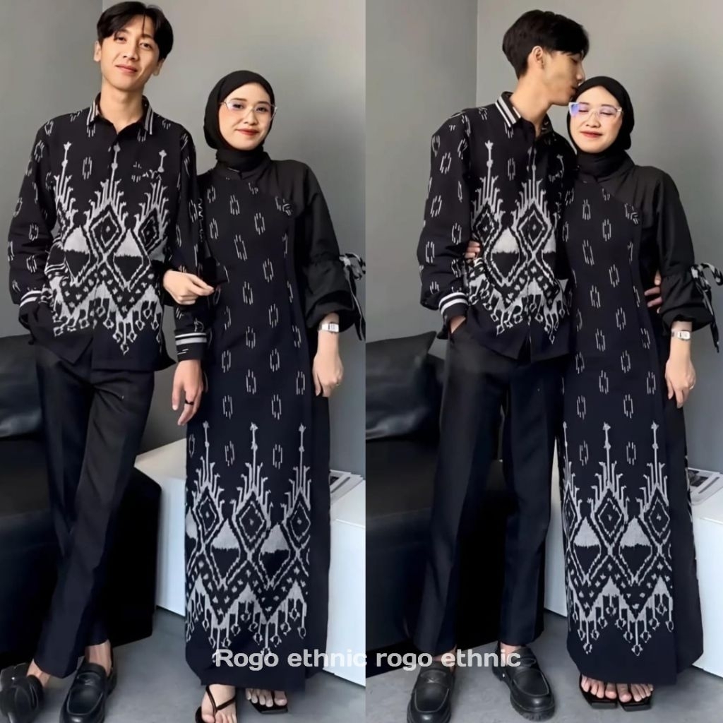 COUPLE WOVEN CLOTHES - AZELLA BLACK DRESS - AZELLA GAMIS - COUPLE WOVEN SET - PREWEDDING GAMIS