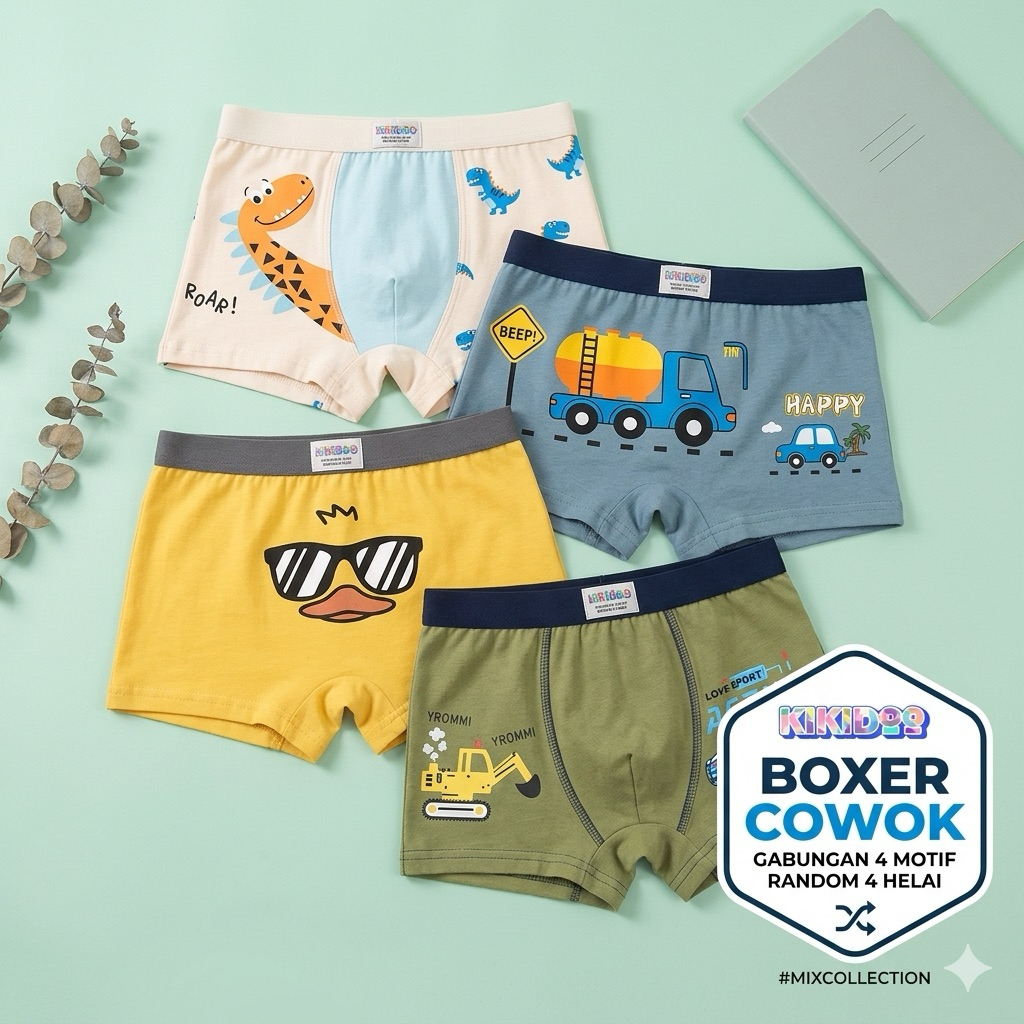 Kikidoo Celana Dalam Boxer Katun Anak Laki Laki Import Duck Bal45