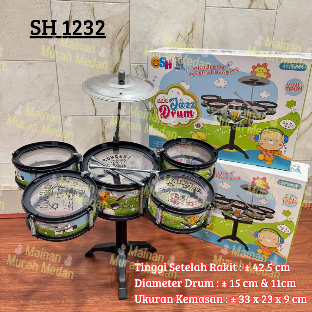 M3 - Mainan Drum Edukasi Anak / Mainan Drum Jazz Anak / Drum Mainan / Drum Set Anak